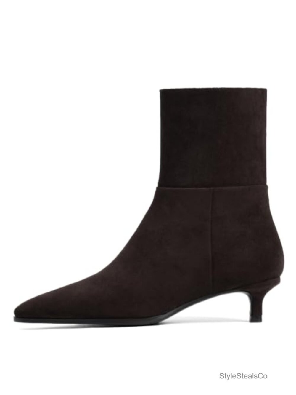 Kitten Heel Ankle Boots Pointed Toe Faux Suede Booties Women's